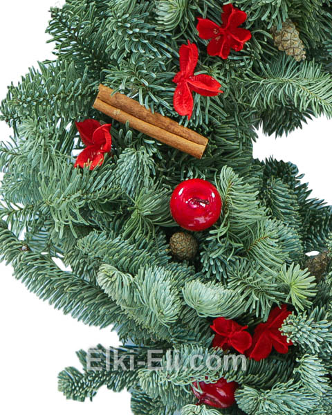 Новогодний подвесной венок "Рождество" из лапника Пихты Нобилис, хвоя, фото