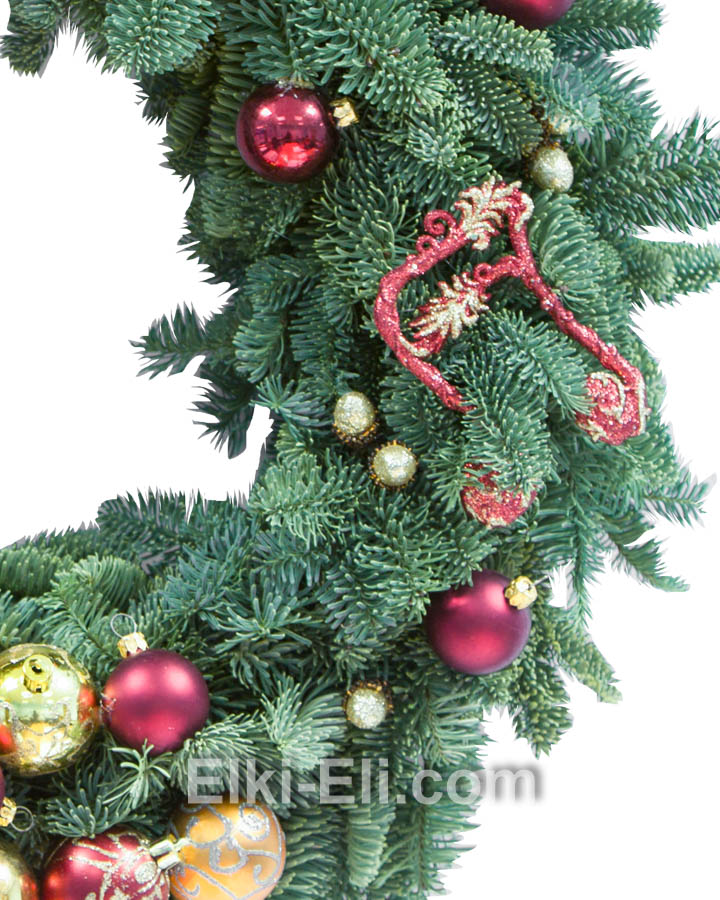 Новогодний подвесной венок "Рождественское вдохновение" из лапника Пихты Нобилис, хвоя, фото