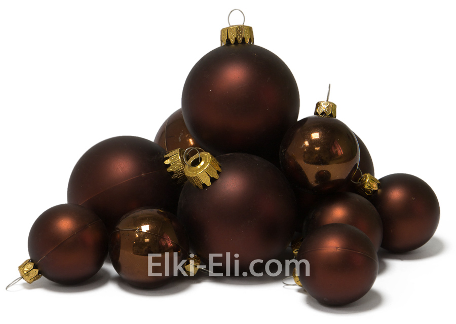Новогодняя игрушка шарик (коричневый) на елку, фото