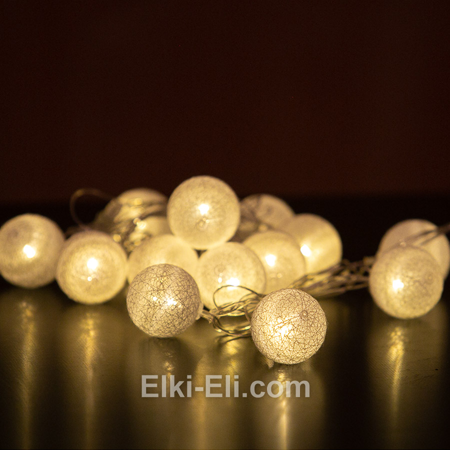 Гирлянда LED кремовая, 3 м, D шариков 4 см, фото Гирлянда LED кремовая, 3 м, D шариков 4 см, фото