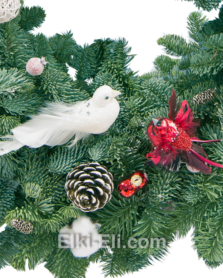 Новогодний подвесной венок "Инь и ян" из лапника Пихты Нобилис,хвоя, фото