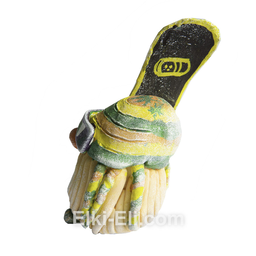 Дизайнерская новогодняя игрушка Тролль сноубордист (вид 3), фото