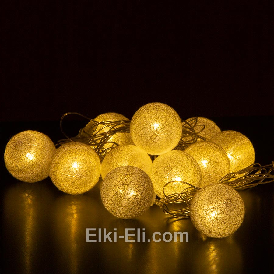 Гирлянда LED теплая белая, 3 м, D шариков 4 см, фото Гирлянда LED теплая белая, 3 м, D шариков 4 см, фото