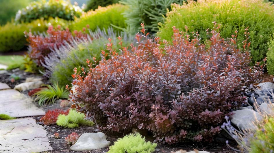 Барбарис Тунберга ‘Darts Red Lady’ в миксбордере