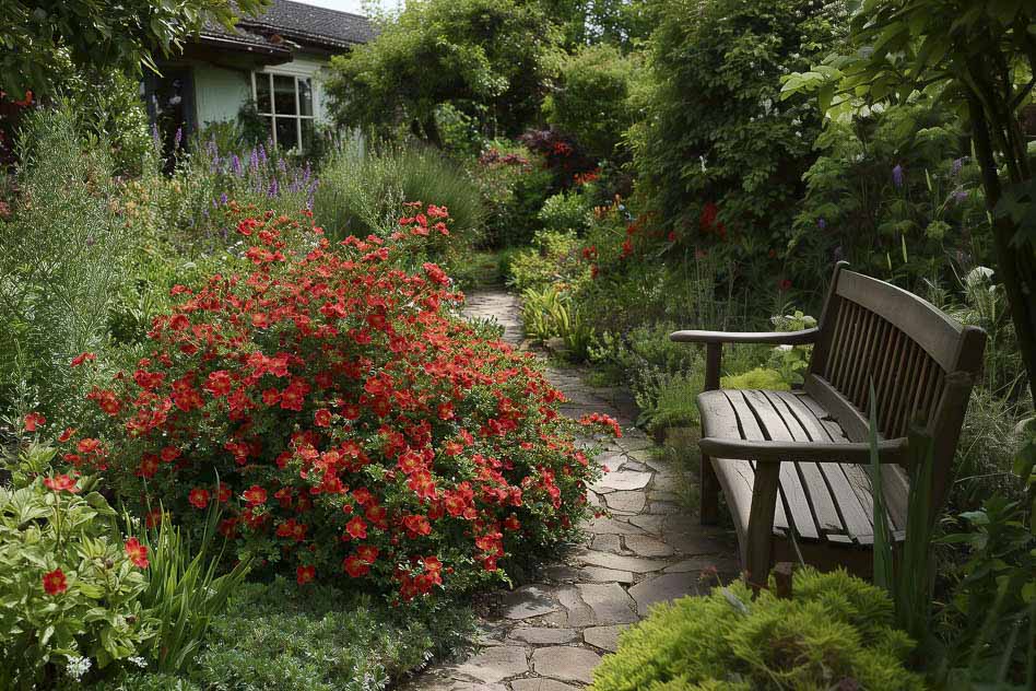 Лапчатка кустарниковая на участке