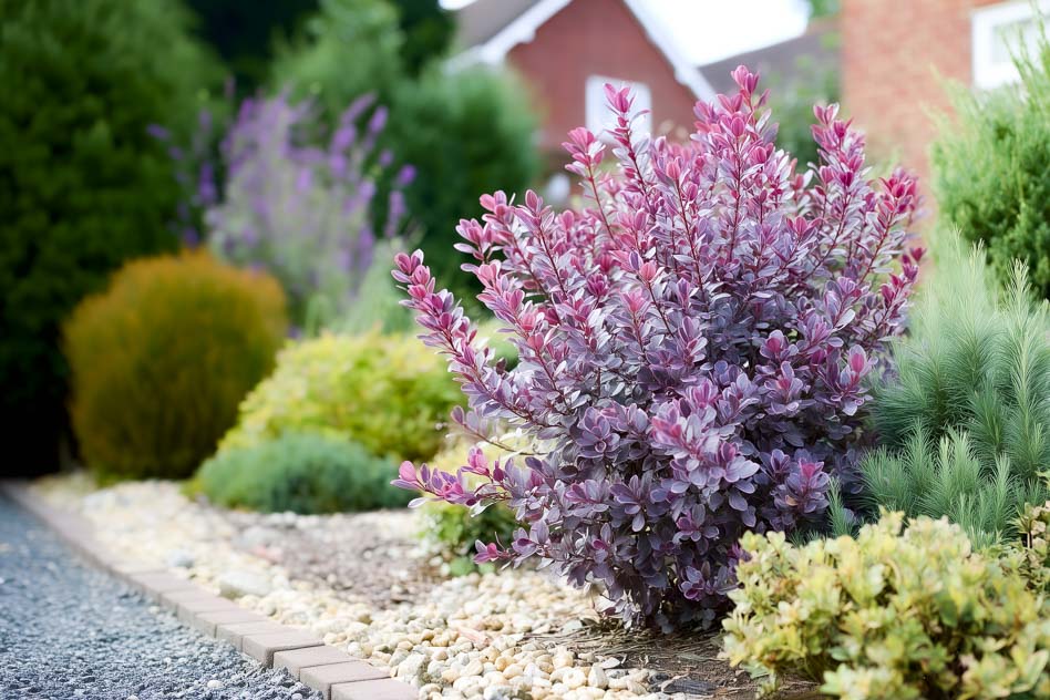 Вариант композиции с Барбарисом Тунберга ‘Harlequin’ 