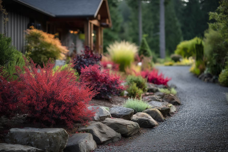 Барбарис Тунберга ‘Rose Glow’ в саду