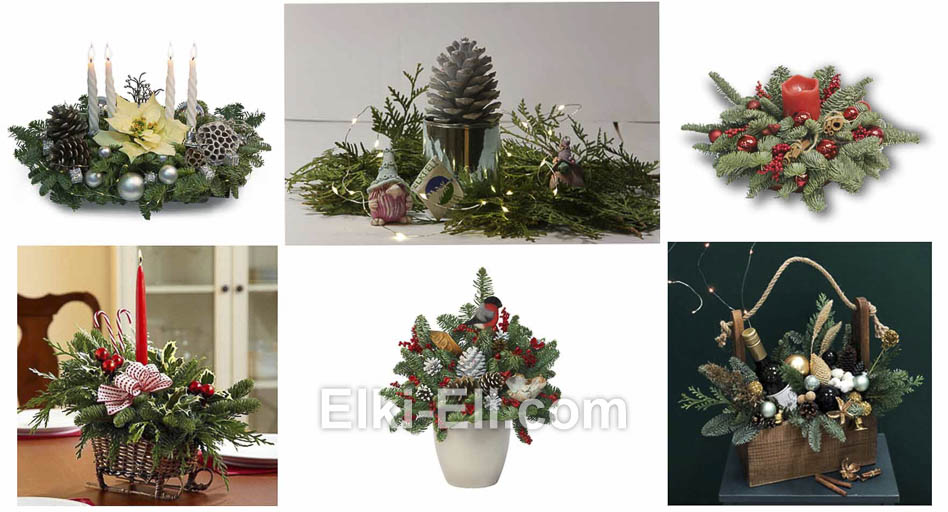 Рождественские венки и новогодние композиции для праздничного декора.