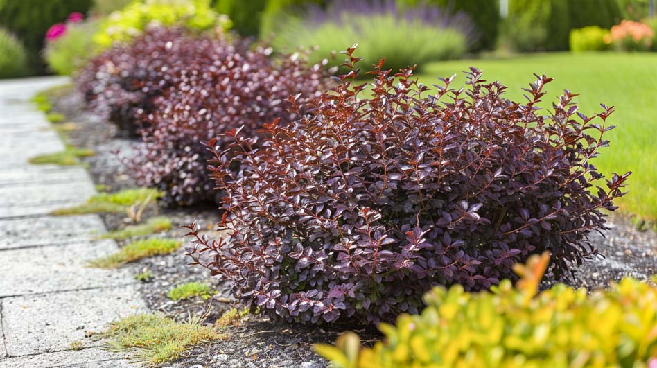 Рядовая посадка Барбариса Тунберга ‘Darts Red Lady’