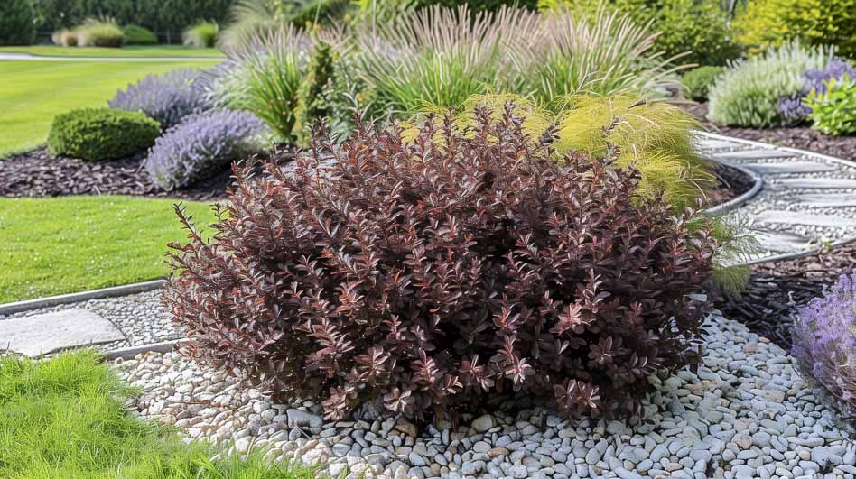 Барбарис Тунберга ‘Darts Red Lady’ в ландшафтной композиции