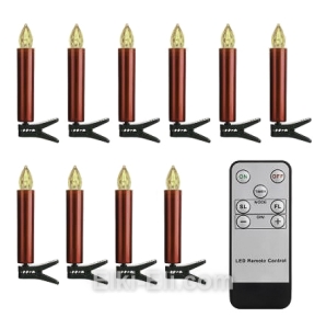 Набор из 10 светодиодных свечей с контроллером (красный), фото Набор из 10 светодиодных свечей с контроллером (красный), фото