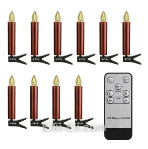 Набор из 10 светодиодных свечей с контроллером (красный), фото