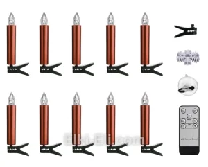 Рождественский набор из 10 светодиодных свечей с контроллером (красный), фото