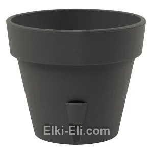 Кашпо «Латина» (антрацит) с системой дренажа и уровнем воды, фото