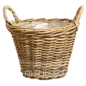 Кашпо из ротанга плетенное с ручками, фото