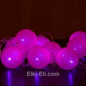 Гирлянда LED малиновая, 3 м, D шариков 6 см, фото