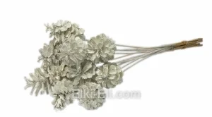 Цветная сосновая шишка на палочке (цвет: белый), фото