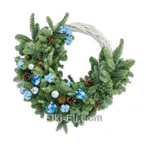 Новогодний подвесной венок "Зимний сон" из лапника Пихты Нобилис, фото