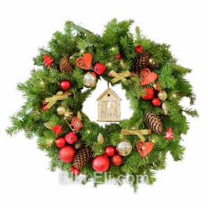 Новогодний подвесной венок "Рождественские каникулы" из лапника Пихты Сибирской, фото