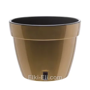 Кашпо «Асти» (золото) с системой дренажа и уровнем воды, фото