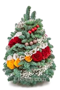 Елочка из лапника «Цветы», фото Елочка из лапника «Цветы», фото