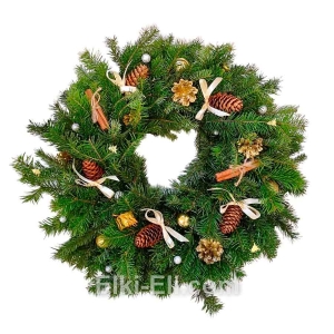 Новогодний подвесной венок "Лесная сказка" из лапника Пихты Сибирской, фото