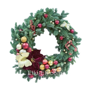 Новогодний подвесной венок "Рождественское вдохновение" из лапника Пихты Нобилис, фото
