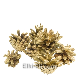 Цветная сосновая шишка (золотая), фото