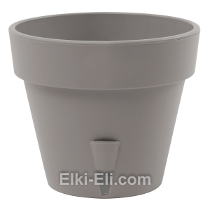 Кашпо «Латина» (серый) с системой дренажа и уровнем воды, фото