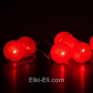 Гирлянда LED красная, 5 м, D шариков 6 см, фото